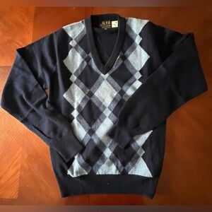 Vintage Y2K 100% Cashmere Sweater Blue Argyle Old Money